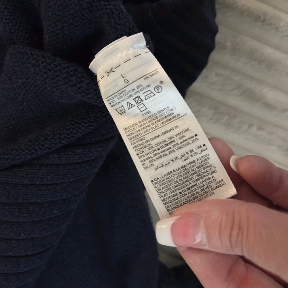 Old Navy Sweater Womens Large L Navy Blue Crewneck Knit Raglan Sleeve Pullover - Picture 8 of 10